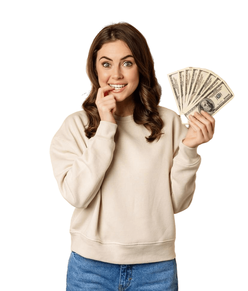 Happy woman with cash